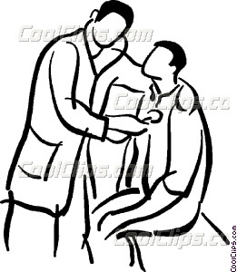 Doctor Giving A Physical Exam Vector Clip Art