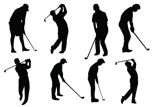 Golf Silhouette Vector   Golfer Swinging The Golf Club Pose