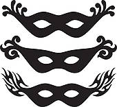 Mardi Gras Mask Clip Art Black And White Black Vector Carnival Masks