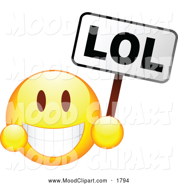 Mood Clip Art Of A Grinning Yellow Smiley Holding An Lol Sign By Beboy