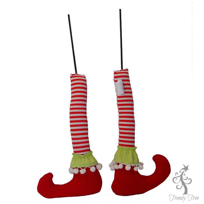 Pair Of Elf Legs Color Red White Striped Legs With