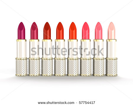 Palette Of Luxury Lipstick Tubes Of Colors Ranging From Purple Red To