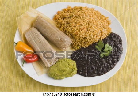 Stock Photography Of Mexican Tamales With Rice Beans And Guacamole    