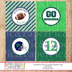 Superbowl Seattle Seahawks Cupcake Toppers More Seahawks Printables