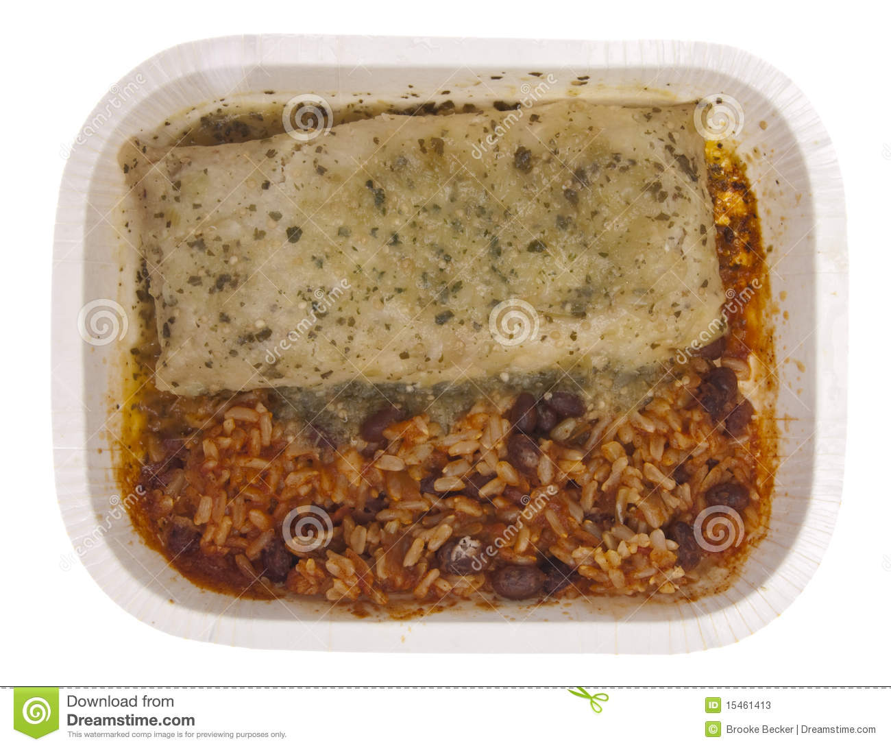 Tamale With Rice And Beans Isolated On White With A Clipping Path