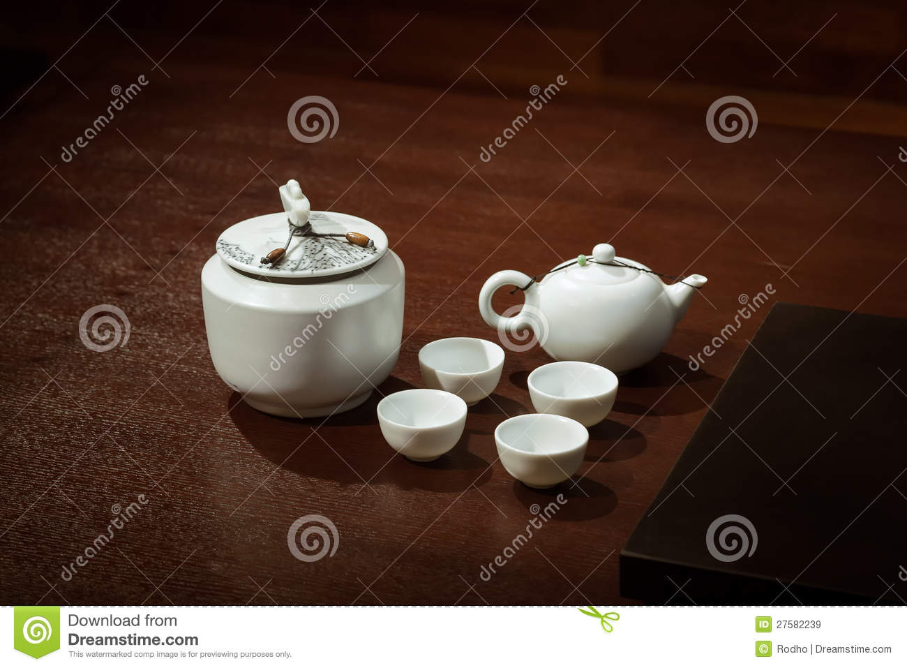 Traditional Asian Tea Set On A Wooden Table Royalty Free Stock Images    