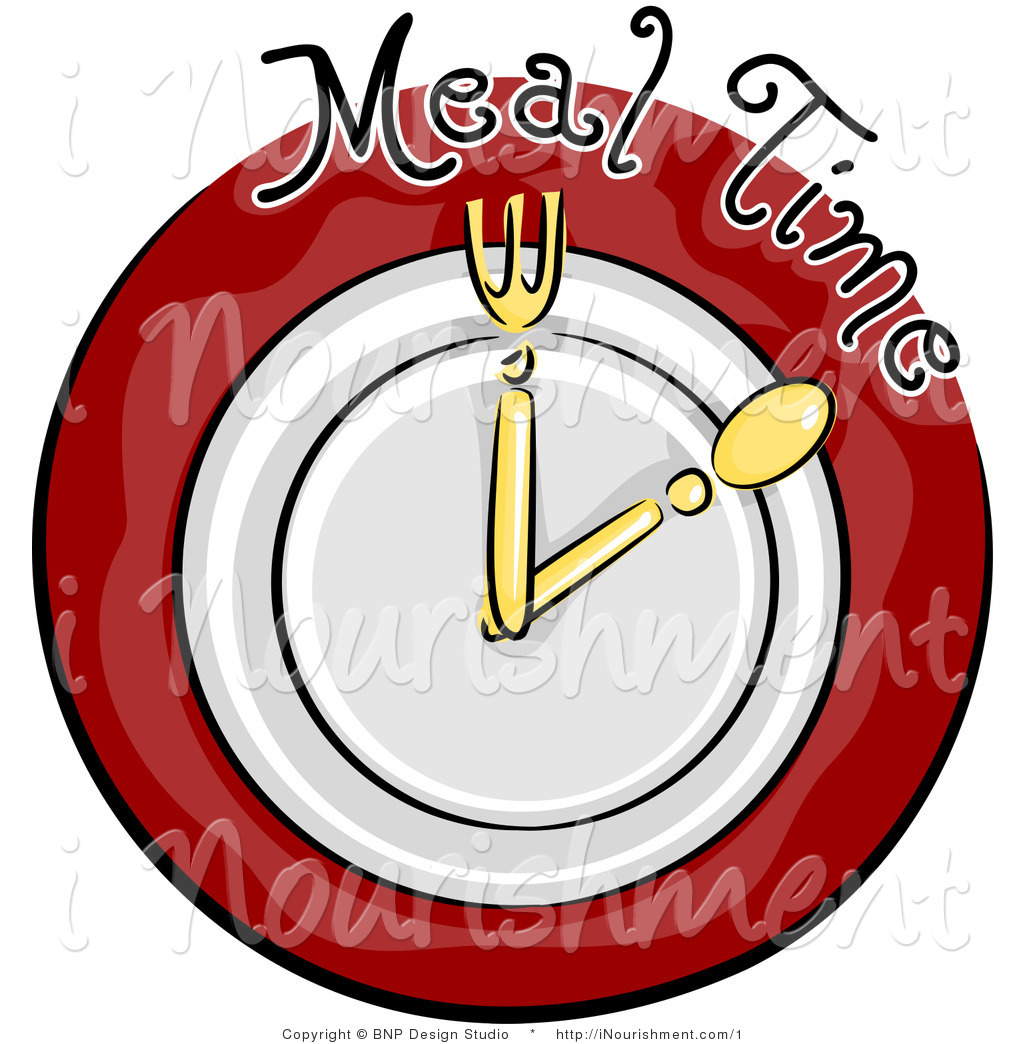 Vector Clipart Of A Meal Time Plate And Silverware Clock   Royalty