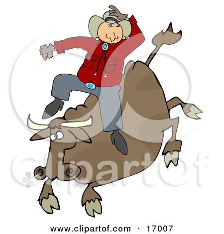 West Rodeo Advertisement With A Cowboy Riding A Bucking Bronco Clipart