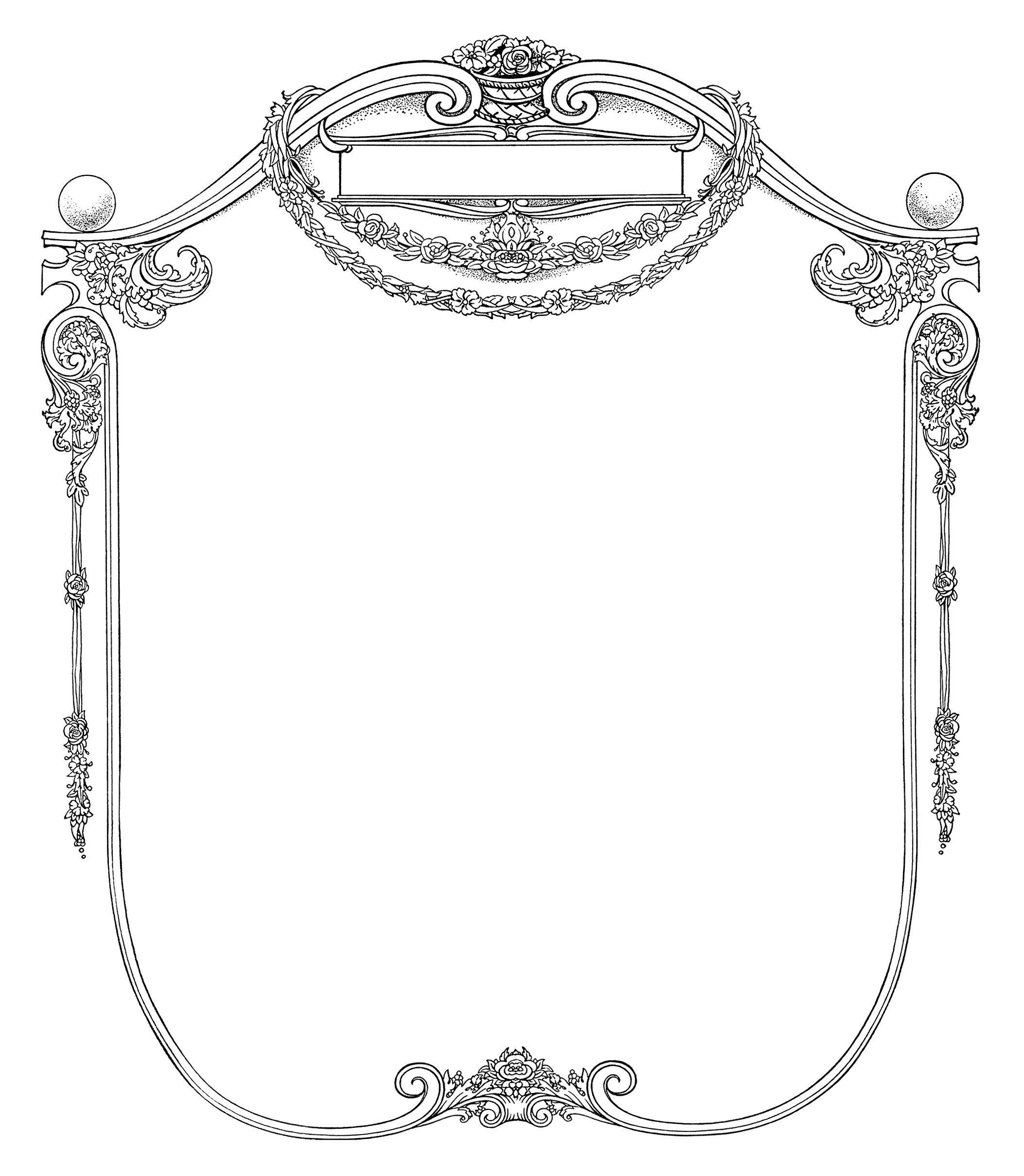 Aged Page Black And White Clipart Vintage Clip Art Ornate Frame