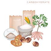 And Nutrition Benefits Of Carbohydrate Foods   Royalty Free Clip Art