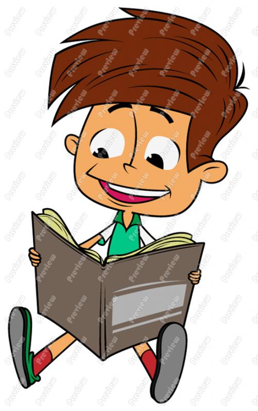 Boy Child Reading Clip Art   Royalty Free Clipart   Vector Cartoon    