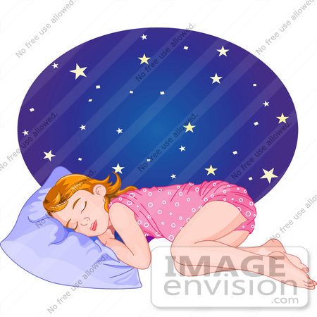 Clip Art Illustration Of A Tired Little Girl In Her Pajamas Sleeping