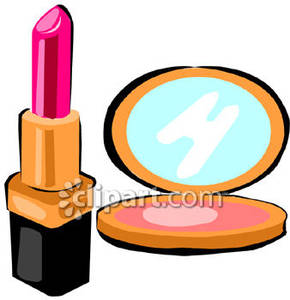  Clipart Bright Pink Lipstick And Compact Mirror Royalty Free Clipart    