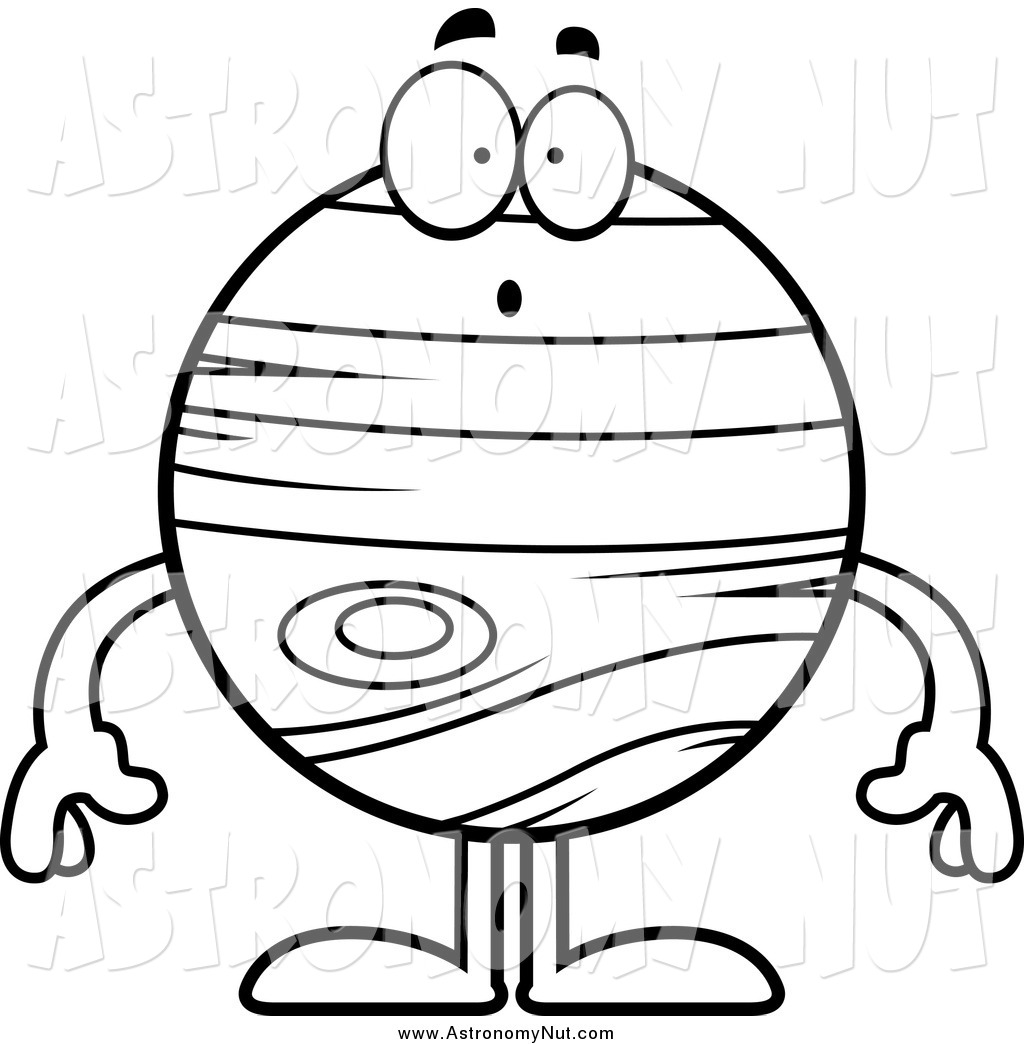 Clipart Of A Black And White Gasping Planet Jupiter By Cory Thoman