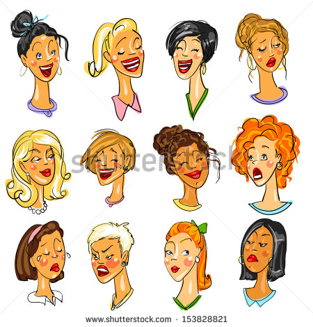 Clipart Young Woman Face Female Faces   Expressions 