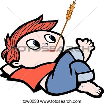 Drawing Of Country Boy Relaxing Tow0033   Search Clipart Illustration