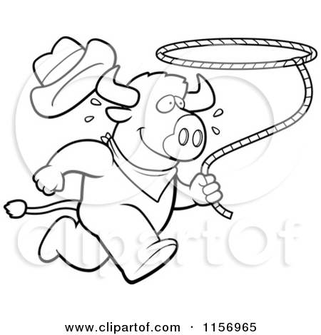 Illustration Of A Rodeo Buffalo Running With A Lasso By Cory Thoman