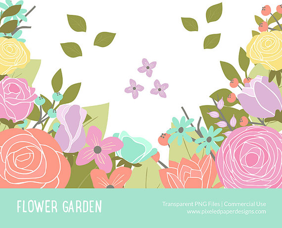 Items Similar To Flower Garden Clip Art  Spring Garden Clipart Rose