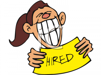 Royalty Free Clipart Image  Smiling Woman Holding A Hired Sign