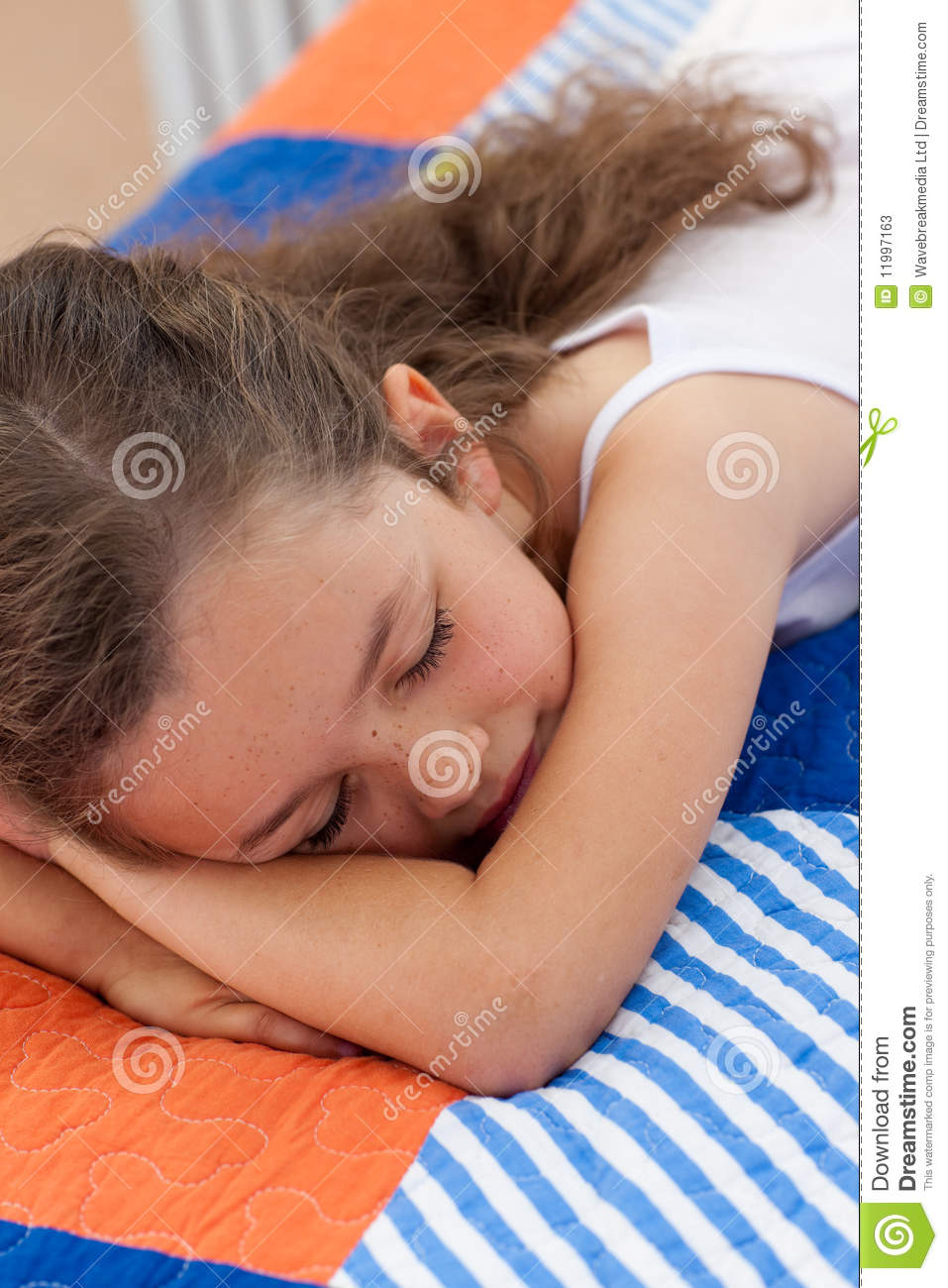 Tired Little Girl Sleeping Stock Photos   Image  11997163