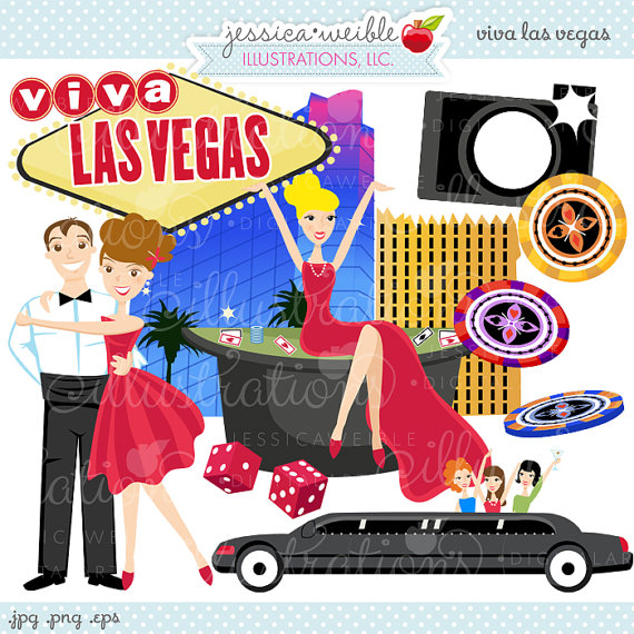 Viva Las Vegas Cute Digital Clipart   Commercial Use Ok   Vegas