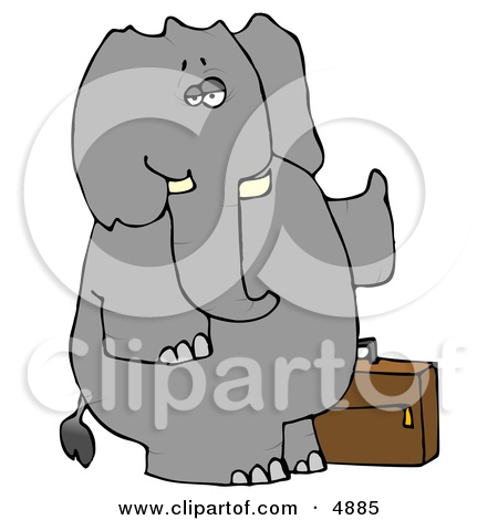 And White Elephant Holding A Margarita   Royalty Free Vector Clipart