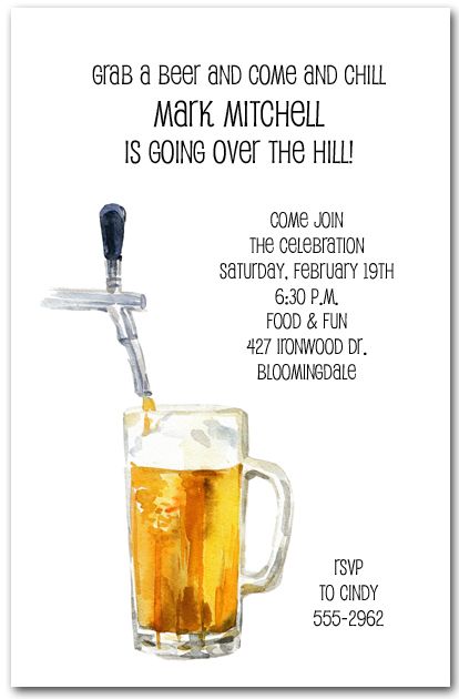Beer And Tapper Invitations Adult Birthday Invitations