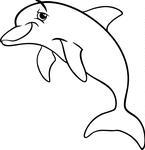 Black And White Cartoon Vector Illustration Of Dolphin Sea Life