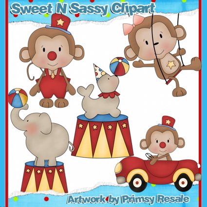 Circus Monkeys    1 00   Sweet N Sassy Clipart