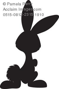 Clip Art Illustration Of An Easter Bunny Silhouette   Acclaim Stock