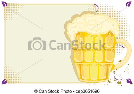 Clip Art Vector Of Party Invitation With Beer Mug   Party Menu With
