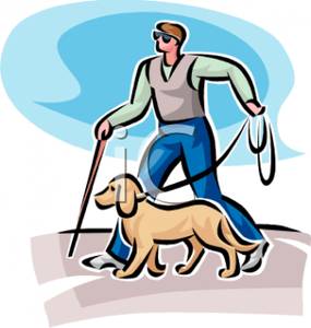 Clipart Image Of A Blind Man Walking With A Dog And A Walking Stick