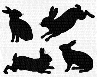 Digital Collage Sheet Bunny Rabbits Silhouettes Easter Clipart 2295