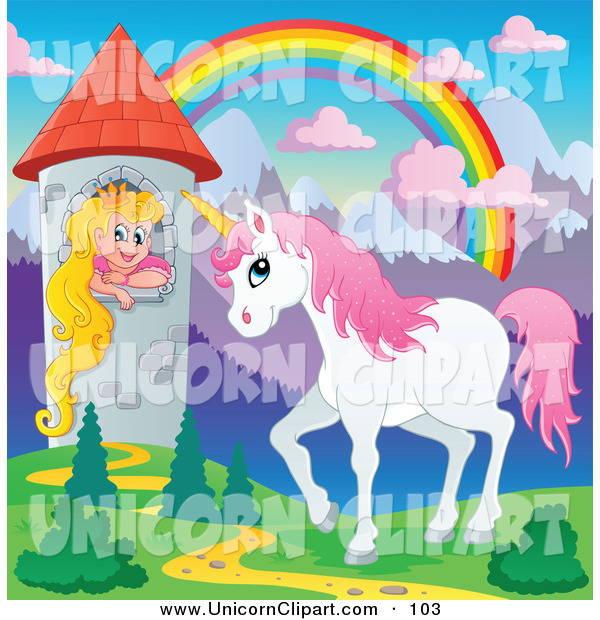 Fantasy Vector Clip Art Of A Unicorn And Fairy Tale Princess In A