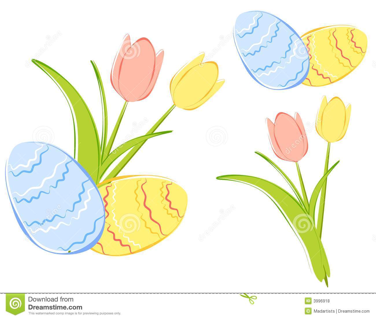 Featuring A Pair Of Spring Tulips In Pink And Yellow With Easter Eggs