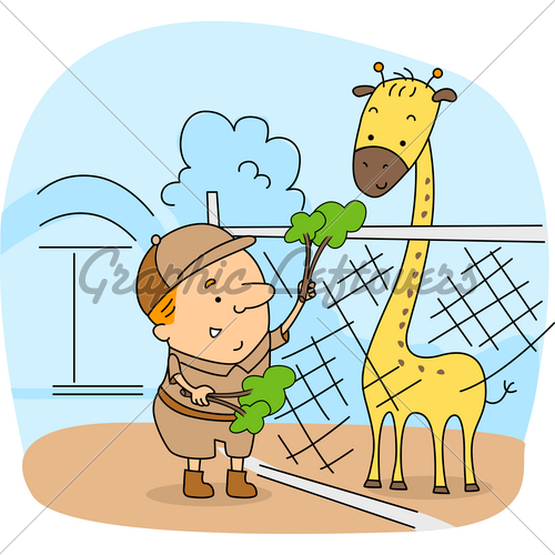 Illustration Of A Zoo Caretaker At Work