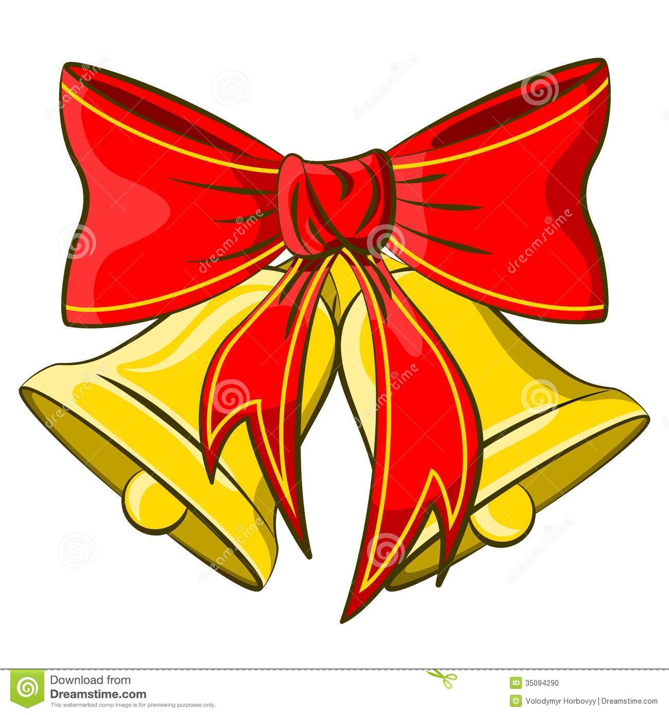 Jingle Bells With Red Bow On A White Background  Vector Illustration