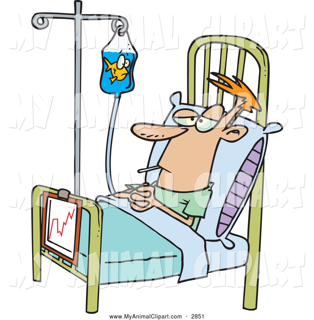 Larger Preview  Clip Art Of A Cute Hospital Patient In A Bed A Fish