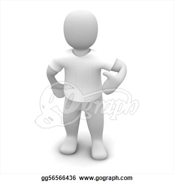 Man Wearing White T Shirt  3d Rendered Illustration  Stock Clipart