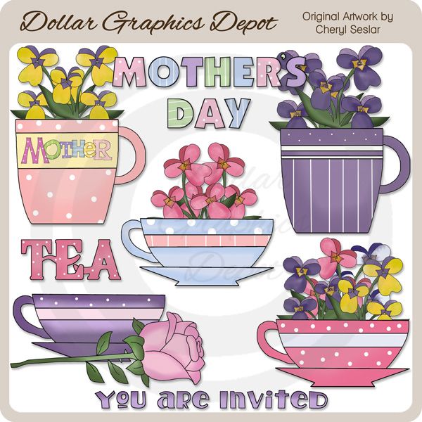 Mother S Day Tea Clip Art   Only  1 00 At Www Dollargraphicsdepot Com