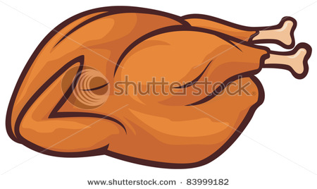 Oven Baked Whole Roast Turkey   Vector Clipart Illustration