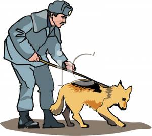 Policeman With A Police Dog   Royalty Free Clipart Picture