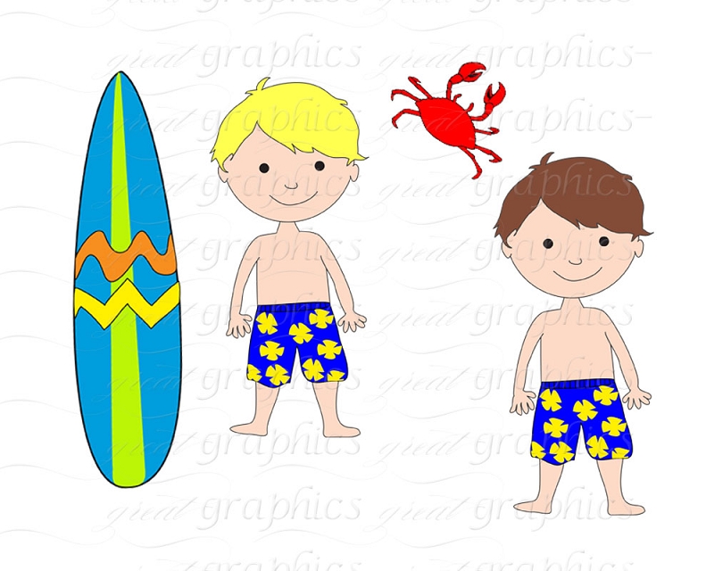 Printable Boy Surfer Clip Art Boy Digital Clip Art Surfer Clipart
