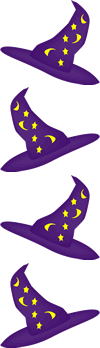 Purple Wizard Hat Borders With Mystical Stars And Moons Clip Art