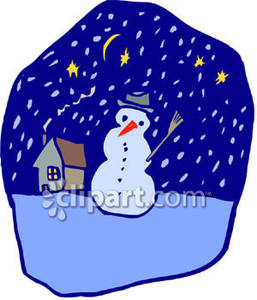 Snowman In A Snow Storm   Royalty Free Clipart Picture