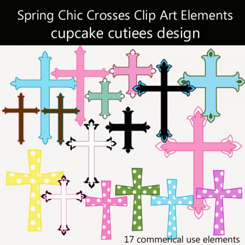Spring Chic Crosses Commerical Use Elements Clip Art Cross
