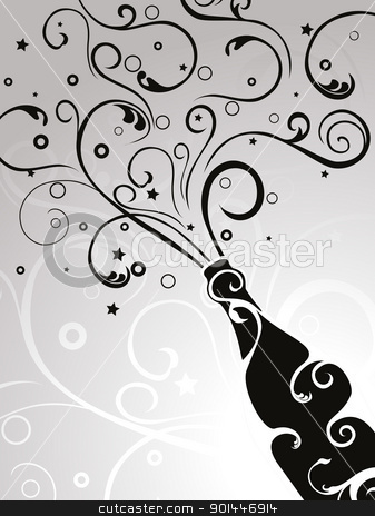 Stock Vector Clipart Seamless Grey Floral Background With Champagne