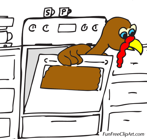 Turkey Hiding In Oven   Free Clip Art