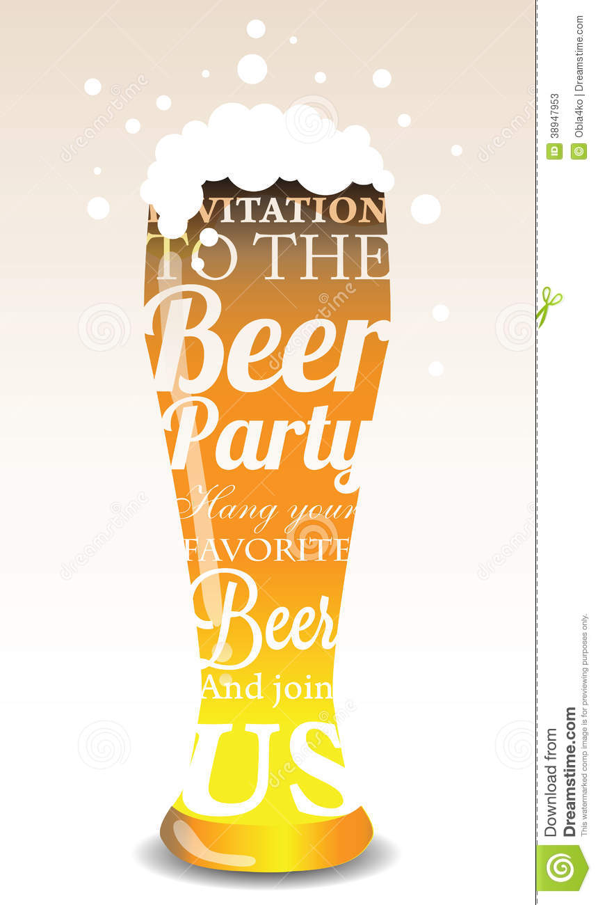 Typographic Invitation To The Beer Party Stock Vector   Image