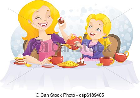 Vector   Tea Party On The Mother S Day   Stock Illustration Royalty